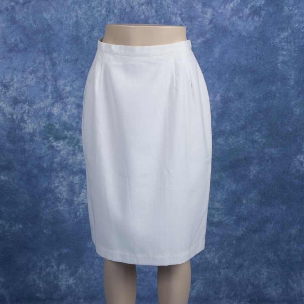 Vintage Fundamental Things White Pencil Skirt 14P High Waist Career Mod